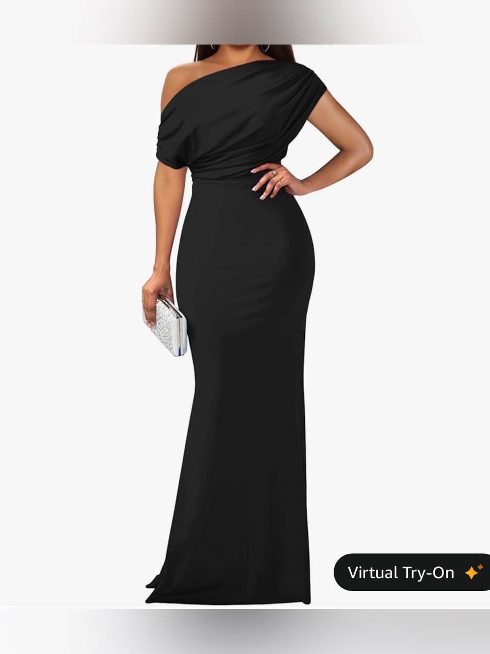 Elegant One-Shoulder Black Evening Gown